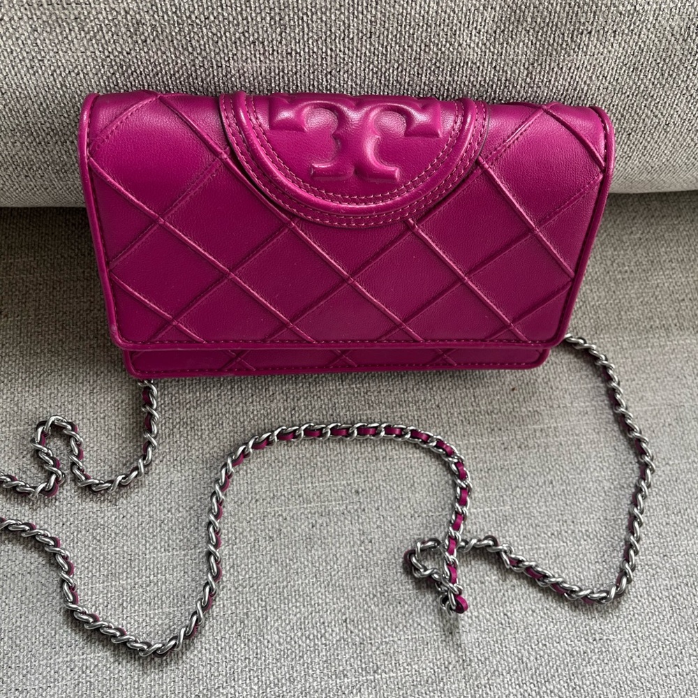 Tory Burch turquoise quilted clutch shoulder bag